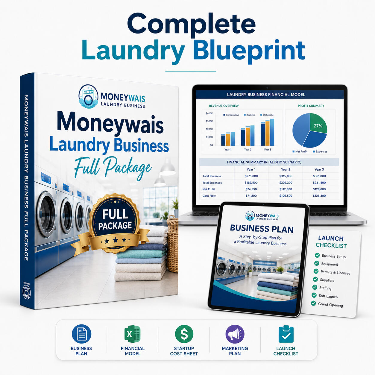 LAUNDRY BUSINESS BLUEPRINT COMPLETE PACKAGE Get the complete Philippine-focused business blueprint with editable financial tools, startup-cost guides, marketing resources, checklists, and practical launch materials.